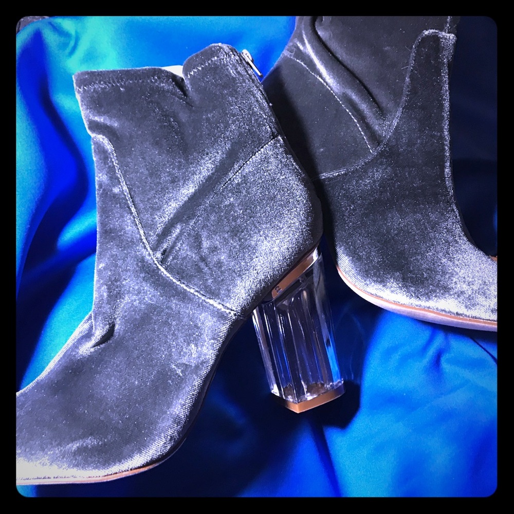 Grey clear heeled ankle boots Size 10